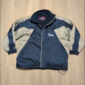 Vintage 90s PRO PLAYER New England Patriots NFL Puffer Jacket Blue Men XL Fleece